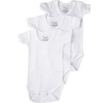 Pinuptex® 3'lü Kısa Kollu Bebek Zıbın Seti 100% Pamuklu Ribana Çıtçıtlı Atlet, Body Zıbın Unisex (3 Adet) (BEYAZ, 1-2 Yaş)