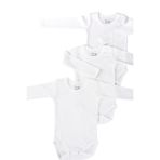 Pinuptex® 3'lü Uzun Kollu Bebek Zıbın Seti 100% Pamuklu Ribana Çıtçıtlı Atlet, Body Zıbın Unisex (3 Adet) (BEYAZ, 6-12 Aylık)