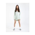 Pinuts Mint Yeşili Bol Kalıp Kapüşonlu Ince Kumaş Dokuma Sweat Tunik Elbise