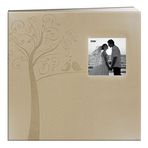 Pioneer Photo Albums Fotoğraf Albümleri MB-10EW Postbound Kabartmalı Suni Deri Çerçeve Kapak Düğün Hafıza Defteri, x 30,48 cm, Ağaç, Bej, 12x12 inç