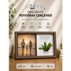 Pionny 2 Fotoğraflı Büyük Boy Sürgülü Dekoratif Ahşap Çerçeve 13x18 cm – Koyu Kahve