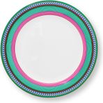 Pip Studio Chique Pembe Yeşil Porselen Kahvaltı Tabağı 23 cm - Pembe - Yeşil - Sofra Grubu