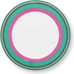 Pip Studio Chique Pembe Yeşil Porselen Yemek Tabağı 28 cm - Pembe - Yeşil