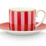 Pip Studio Espresso Fincan & Tabak Lovebirds Stripes | Pembe - 125 ml