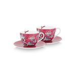 PIP STUDIO Flower Festival Collection Kırmızı 280 ml Porselen Çay Fincan Seti