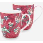 Pip Studio Flower Festival Kırmızı Porselen Kupa Seti 145 ml