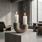 Pipe Şamdan | Endüstriyel Modern Kahverengi Tasarım Dekoratif Mumluk | Salon & Masa Üstü Aksesuar