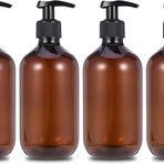 PIQIUQIU 4 adet 500 ml sıvı sabunluk pompalı plastik, losyon dispenseri, boş şişe, siyah losyon pompalı, losyon, duş jeli, el sabunu için dağıtıcı