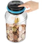 PIQIUQIU Dijital kumbara sayacı, otomatik kumbara, para tasarrufu kutusu, bozuk para kutusu, LCD ekranlı ve büyük kapasiteli (1,8 litre)
