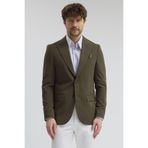 Pique Erkek Haki Sivri Yaka Esnek Poliviskon Kumaşlı Slim Fit Spor Blazer Ceket Haki 48