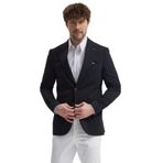 Pique Erkek Siyah Sivri Yaka Esnek Poliviskon Kumaşlı Slim Fit Spor Blazer Ceket Siyah 48