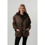 Pique JEAN KADIN MONT Peluş Astarlı Kadın Oversize Süet Mont ( Büyük kalıp ) - Kahverengi