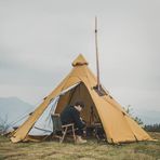 Piramit Çadır Hint Barınak Anti-Yağmur Fırtınası Açık Kamp Çadırı Yurt Çadırı Soba Delikli Aile Teepee Çadır (Kahve)