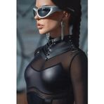 Piramit Desen Lazer Kesim Deri Choker, Şık Deri Kolye - APFT1422