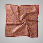 Piramit Naturel Eşarp | Etnik Şal Desen - Turuncu - 90 x 90 cm