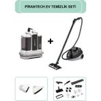 Pirantech KT-703 Koltuk ve Halı Yıkama Makinesi & CB-107C Çok Fonksiyonlu Buharlı Temizlik Makinası - Siyah