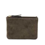 Pirci Süet Deri Mini Pouch Haki Kadın Cüzdan