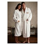 PIRILTI COLLECTION KADİFE BORNOZ ŞAL YAKA SPA NAKIŞLI (1 ADET 130 CM BOY BORNOZ)