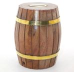 Pirinç Ahşap Fıçı Kumbara 12.5 cm WB535 - Lisinya - 001-Renkli