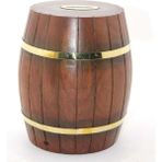 Pirinç Ahşap Fıçı Kumbara 18 cm - Çok Renkli - standart