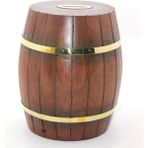 Pirinç Ahşap Fıçı Kumbara 18 cm WB536 - 1 lt - Bej