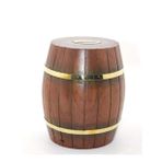 Pirinç Ahşap Fıçı Kumbara 18 Cm