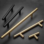 Pirinç Altın Siyah Mutfak Dolabı Amerikan Kulpları Bar Düz Kapı Kolları Çekmeceler Çap 96mm Kulp Mobilya Gardırop, Siyah, Delik Mesafesi 128mm