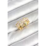 Pirinç Arpa Baget Zirkon Taşlı Kadın Yüzük (Gold Renk)