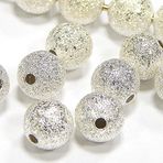 Pirinç boncuklar, yıldız toz boncukları Stardust metal boncuklar 4/6/8 mm yuvarlak ara boncuk (4 mm, gümüş - 50 adet)