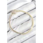 Pirinç Charm Zirkon Taşlı Kalp Model Gold Renk Kadın Bileklik 5886