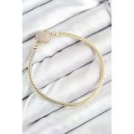 Pirinç Charm Zirkon Taşlı Kalpli Kadın Bileklik (Gold Renk)