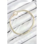 Pirinç Charm Zirkon Taşlı Yonca Figürlü Kadın Bileklik (Gold Renk)