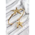 Pirinç Deniz Yıldızı Model Gold Renk Bileklik Yüzük Set - EBJ250726W36902