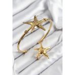 Pirinç Deniz Yıldızı Model Gold Renk Bileklik Yüzük Set - Lisinya - 001-Renkli