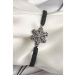 Pirinç Füme Renk Zirkon Taşlı Kar Tanesi Figür Makrome Asansörlü Model Kadın Bileklik