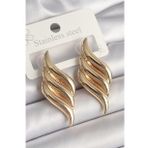 Pirinç Gold Renk 3 Sıra Dalga Model Kadın Küpe - Tj-Bkp10237