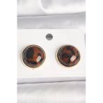 Pirinç Gold Renk 3D Daire Leopar Model Kadın Küpe 5886