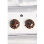 Pirinç Gold Renk 3D Daire Leopar Model Kadın Küpe - Tj-Bkp10347