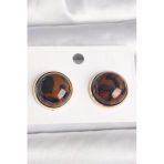 Pirinç Gold Renk 3D Daire Leopar Model Kadın Küpe Vice1395 4354