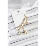 Pirinç Gold Renk Ay Model Kadın Set Küpe - Lisinya - 001-Renkli