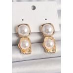 Pirinç Gold Renk Inci Kare Model Kadın Küpe - Lisinya - 001-Renkli