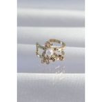 Pirinç Gold Renk Incili Ahtapot Earcuff Küpe - Lisinya - 001-Renkli