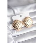 Pirinç Gold Renk İşleme Detay Kadın Küpe - TJ-BKP8403