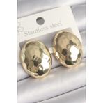 Pirinç Gold Renk Işlemeli Bombe Oval Model Kadın Küpe - Lisinya - 001-Renkli