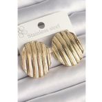 Pirinç Gold Renk İşlemeli Daire Plaka Model Kadın Küpe - Tj-Bkp10244