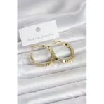 Pirinç Gold Renk Kare Halka Model Kadın Küpe 5886
