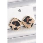 Pirinç Gold Renk Kare Leopar Model Kadın Küpe - TJ-BKP10342 pop