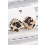 Pirinç Gold Renk Kare Leopar Model Kadın Küpe - Tj-Bkp10342