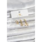 Pirinç Gold Renk Kelebek Model 3'Lü Kadın Küpe - Ebj260404w41672
