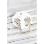 Pirinç Gold Renk Kelebek Model Zincir Bağlantılı Ear Cuff Küpe Seti - Tj-Bkp11534